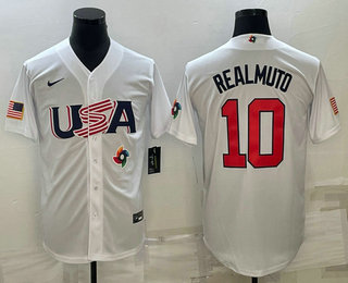 Men's USA Baseball #10 JT Realmuto 2023 White World Baseball Classic Stitched Jerseys,We sell and wholesale Men's USA Baseball #10 JT Realmuto 2023 White World Baseball Classic Stitched Jerseys on line form chian!